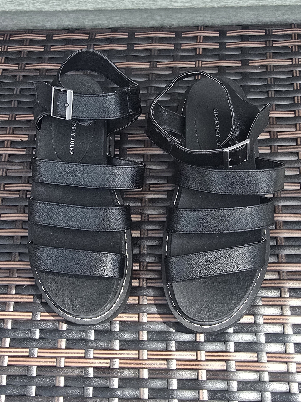 Darling Black Strappy Platform Sandals - Picture 2 of 9